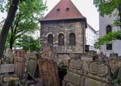 Die Jüdische Zeremonienhalle im Jüdischen Viertel in Prag