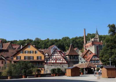 Schwäbisch Hall - In der Katharinenvorstadt unterwegs 40 Roter Steg, Gerberhaus und Gerberturm in Schwäbisch Hall