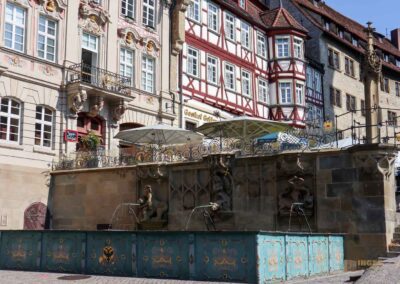 Markt- und Fischbrunnen auf dem Marktplatz Schwäbisch Hall